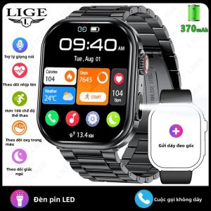 LIGE | Đồng Hồ Thông Minh Nam LIGE 2.01 Màn Hình HD Chống Nước Ngoài Trời Cuộc Gọi Bluetooth Theo Dõi Nhịp Tim Đồng Hồ Thông Minh Thể Thao Với Màn Hình Lớn