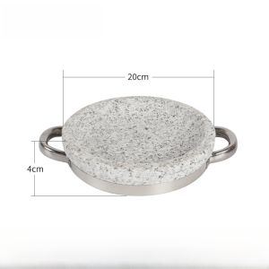 กระทะหินธรรมชาติสไตล์เกาหลี กระทะหินสำหรับอบและย่างในครัวเรือน แผ่นหินเผาสำหรับทำอาหารในร้านอาหาร กระทะหินแบบท่องน้ำ