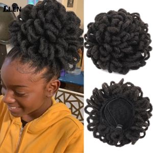 LUPU Tổng Hợp DreadLock Afro Puff Búi Tóc Chignon Dây Rút Đuôi Ngựa Cho Nữ Màu Đen Kẹp Giả Locs Phần Tóc