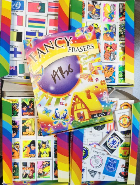 [STAT] 48 Pcs Fancy Eraser Pemadam Fancy 花式橡皮擦 Football Flag Naruto ...