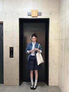 Váy Ngắn Chữ a Ren Viền Cổ Điển Hàn Quốc Màu Xanh Lam Cho Nữ Mùa Hè Eo Thun Váy Ngắn Đa Năng Váy Ngắn