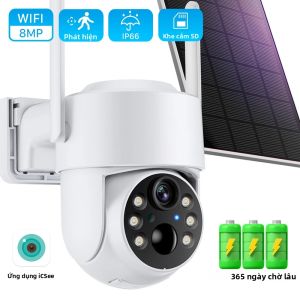 Camera IP PTZ Chạy Bằng Năng Lượng Mặt Trời Không Dây 8MP HD Giám Sát Video WiFi Ngoài Trời Với Pin Tích Hợp Chế Độ Chờ Lâu Điều Khiển Ứng Dụng iCsee