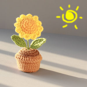 Handcrafted Rose Flower Wool Decorative Piece Sunflower Potted Plant Car Center Console Stable Emotion Finished Product