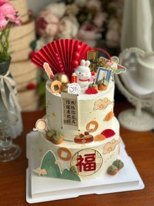 Chinese Trendy Rabbit Baby Cake Decoration Birthday Dessert Table Topper One Year Old Gift Small Rabbit Celebration Supplies