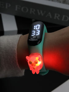 Cool LED Flashing Waterproof Silicone Strap Electronic Watch Cute Toy Character Bracelet Stylish Student Wristwatch Night Light