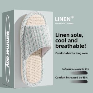 HARSIDE | Breathable Absorbent Linen Slipper Womens All-Season Indoor Quiet Anti-Slip