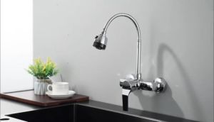 Kitchen faucet flexible spray single cold kitchen sink faucet classic stretch cold and hot 304 stainless steel large bend nozzle vegetable basin