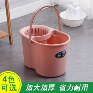 Thickened Plastic Mop Bucket Traditional Manual Drainage Bucket Home Use Hand Press Squeeze Bucket Floor Cleaning Tool