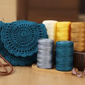 1PC Summer Crochet Yarn 2.5mm Thin Ice Cotton Thread for Hand Knitting Bag Hat Shoes 130g Hollow Line Colorful Nylon Cord