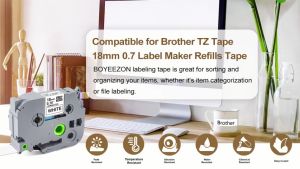 BYZ TAPE TZe241 5 Pack 18mm Laminated Black on White Compatible for Brother P-Touch tze241 tze241 for PTD600 PTD400 PT-D450 Ptd400Ad Ptd600 Ptd400 Pt-D450 Label Maker
