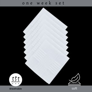 40CM/15.7IN One-week Package Cotton All-white Gentleman Handkerchief Suit Pocket Towel Napkin 7PCS