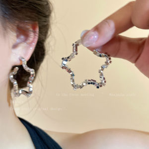Silver Hollow Star Earrings Womens New 2025 Luxury Minimalist Style Broken Silver Earring Circle Fashion Jewelry Accessories