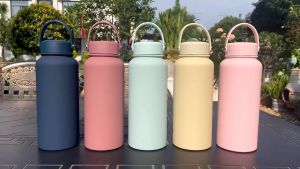 [ 1000ml ] 304 Stainless Steel Bottle Thermos Vacuum Flask Tumbler With Handle Water Bottle Botol Air Bekas Air Viral 1L 保温杯 冰霸杯 水瓶