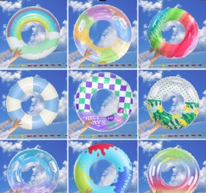 60/70/80/90cm Sequin Ins Glitter Inflatable Baby Float Swimming Ring Pool Floater Tube for kids and adults Summer gift
