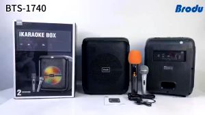 Brodu BTS-1933 6.5” BT Speaker with Karaoke LED Lights and Wireless Microphone - Portable Sound System for Parties Camping