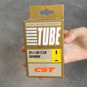 CST Ultralight Bicycle Inner Tube 26/27.5/29 Inch MTB 700C Road Bike 0.6mm Thickness Ultra Thin Butyl Rubber Presta FV Schrader SV Valve 48mm 60mm 80mm Racing Grade High Performance Bicycle Interior Tire Tube