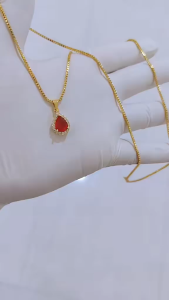 KALUNG ITALI TITANIUM GOLD FREE LIONTIN BATU MERAH LAPIS TITANIUM ANTI KARAT