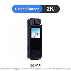 2K Mini Body Camera 1.3inch Screen 180°Rotatable Lens Body Mounted Camera Small Portable IR Night Vision Body Camera Camera Bike