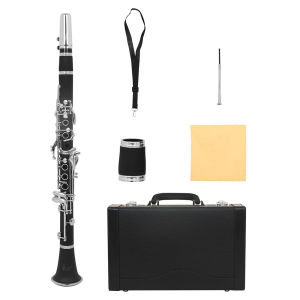 IRIN | C Clarinet 17 Keys Rubber Body Clarinet with Silver Keys–Pro Student Clarinet with Leather Pads Leather Case for Perform Exam