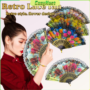 C.N. Lace Silk Folding Fan Dance Fan Portable Folding Gifts Fans