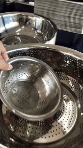 VEGETABLE STRAINER with large holes (stainless steel Efficient Drainage Durable Construction)