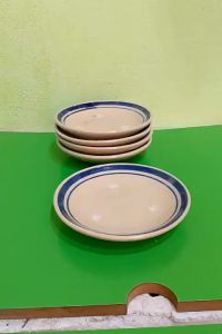 Set 5 Dĩa mộc chỉ xanh loại nhỏ  12 cm ( gốm sành)