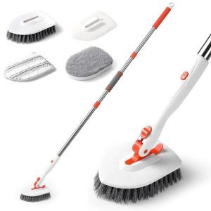3-in-1 180° Rotating Floor Brush Bathroom Cleaning Brush Floor Seam Bathtub Brush Bathroom Shower Tile Brush Sponge Wiper