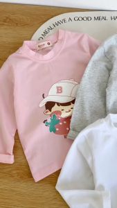 Set bộ dài thu đông cotton họa tiết hình in cho bé gái đi chơi đi học 1 đến 7 tuổi BERNIE 0424B21