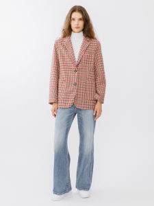 Vintage British Plaid Fitted Womens Suit Jacket
