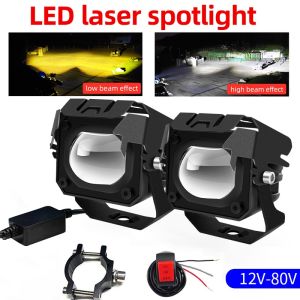 ลดราคา 60W ลับเส้นไฟสปอร์ตไลท์ LED 2สี ขาว+เหลือง สปอร์ตไลท์ LED มอเตอร์ไซค์ ไฟหน้า LED มอเตอร์ไซค์ สปอร์ตไลท์ มอเตอร์ไซค์ การจัดส่งฟรี