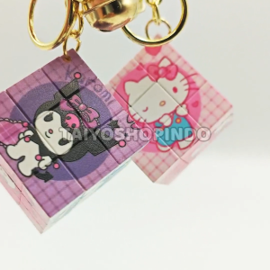 TAIYO Gantungan Kunci Magic Cube Karakter 3x3 Game Keychain Aksesoris Edukasi Memori Spasial Anak