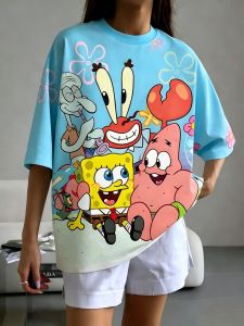 Hot Toys | Summer SpongeBob Print Kawaii Street Y2K Vintage Men Women Tee Adults Children Boy Gril Top Kids Parent Child Quick dry Tshirt