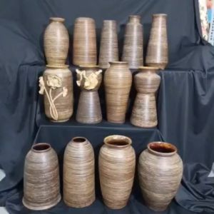 Bình cắm hoa men mộc chân loe gốm sứ fulogo