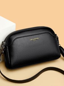 Leather Handbag Womens Wallet Double Layer Zipper Large Capacity Mobile Phone Coin Wallet Fashionable Crossbody Small Bag