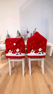 4pcs New Christmas Chair Covers Xmas Chair Decoration Red Santa Claus Hat Chair Back Covers Decor