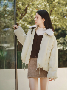 Semir | Áo Khoác Bông Nữ Kiểu Dáng Vintage Thời Trang Mùa Đông Cổ Bông Xốp Bóp Được