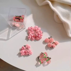 หวานสีชมพูกุหลาบโบว์กิ๊บขนาดเล็กสดพีชคลิปผมเป็ดปากคลิปสาวหัวใจหลิวริมทะเลคลิปอุปกรณ์ผม