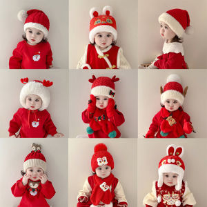 Mũ Trang Trí Giáng Sinh Mùa Đông Cho Bé Gái Màu Đỏ Phong Cách Tươi Mới Không Có Viền Mũ Vỏ Ngoài Bằng Vải Khác Trung Quốc Đại Lục