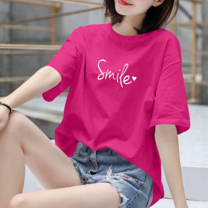 เสื้อยืดแขนสั้นผ้าฝ้ายแท้สำหรับผู้หญิงในช่วงฤดูร้อนปี 2024 สไตล์เกาหลีใหม่หลวมไซส์ใหญ่เสื้อยืดแขนครึ่งตัวสำหรับผู้หญิง