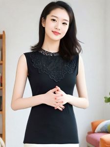 Áo Vest Ren Thời Trang Mùa Xuân Hè Không Tay Cổ Cao Cho Nữ Cỡ Lớn Mặc Trong Ngoài Trời Thường Ngày Áo Vest Ngắn