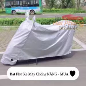 Bạt Phủ Xe Máy  Bạt Trùm Xe Máy - Bạt Phủ Tráng Nhôm 3 Lớp Ép Nhiệt Chống Nắng Chống Mưa Bụi Bẩn