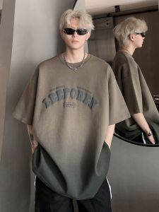 Áo Thun Nam Tay Ngắn Mùa Hè Mới in Họa Tiết Pha Lê Dày Dặn Rộng Rãi Cổ Tròn Cotton Phong Cách Đường Phố