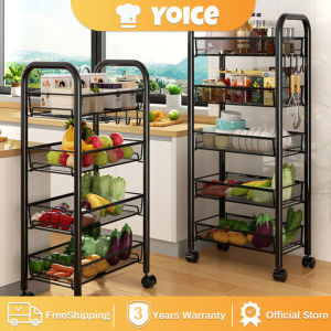 Yoice Kitchen trolley cart 3/4/5 Tier Metal utility trolley cart Storage Rack Home Carts Kitchen Organizer Shelf With Wheel
