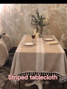 Cotton Linen Water Wave Jacquard Tablecloth Art Table Cloth Rectangular Household Tablecloth