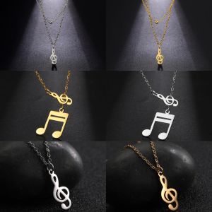 Fashion note necklace musical theater multi-layered style bead chain necklace stainless steel artist music enthusiast jewelry