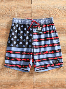 Cool Feeling Comfortable Elastic Waist Casual Beach Pants Mens Summer Loose Fit Polyester Fiber Five-Quarter Length Youth Fashion