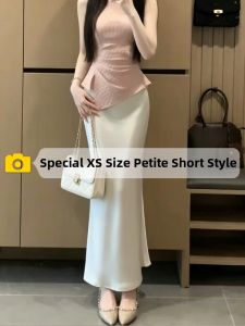 ZIYAN | French Style Elegant Ice Silk Satin Mermaid A-line High Waist Pencil Skirt