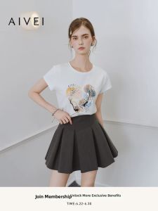 AIVEI | Summer Short Sleeve Round Neck T-Shirt with Artistic Dyed Heart Pattern