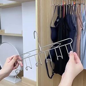 Stainless Steel Multi-head Clothes Hanger Sling Hook Underwear Storage Rack Multi-functional Tie Bra Storage Artifact