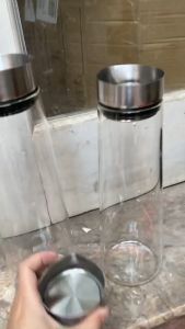 (HOT-ẢNH THẬT) Bình detox cao 1.4L - Bình nước TỰ RÓT thủy tinh chịu nhiệt cao cấp Borosilicate k chì hàng xuất Âu